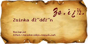 Zsinka Ödön névjegykártya